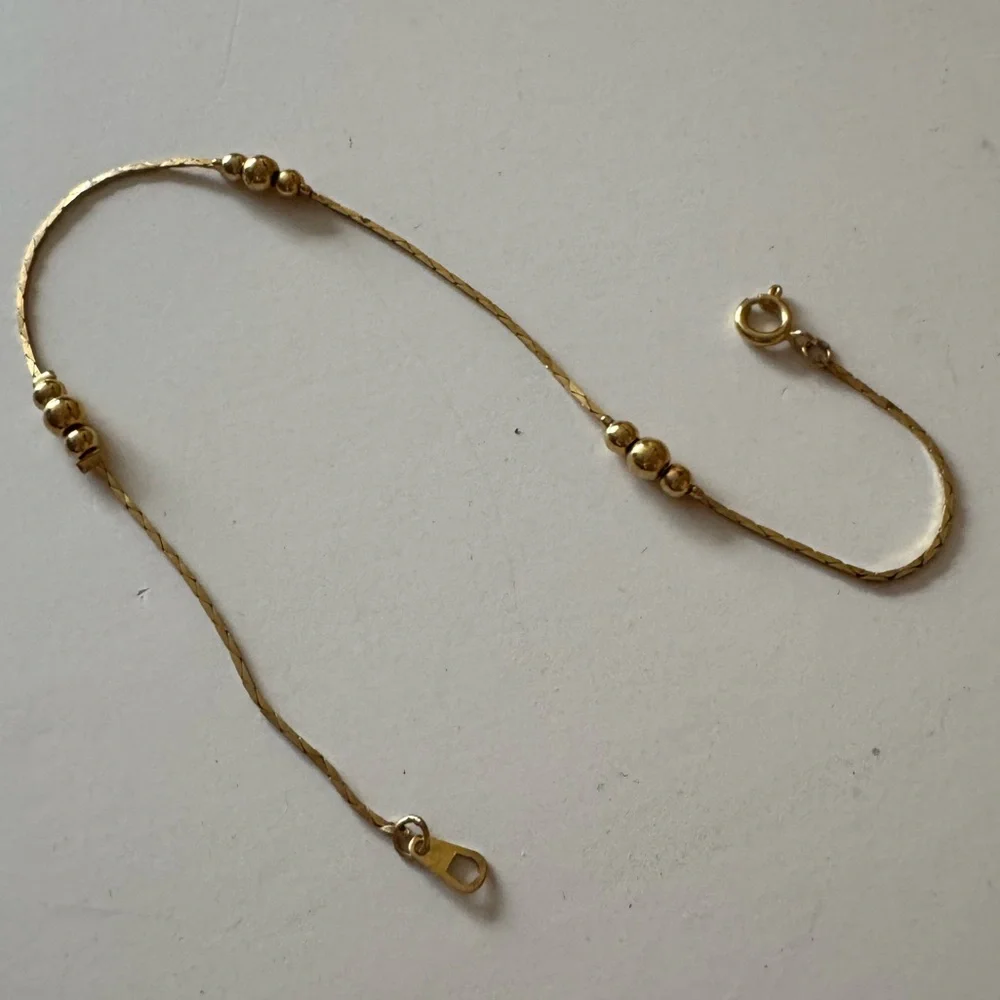 14k beaded ankle bracelet - Picture 4 of 5